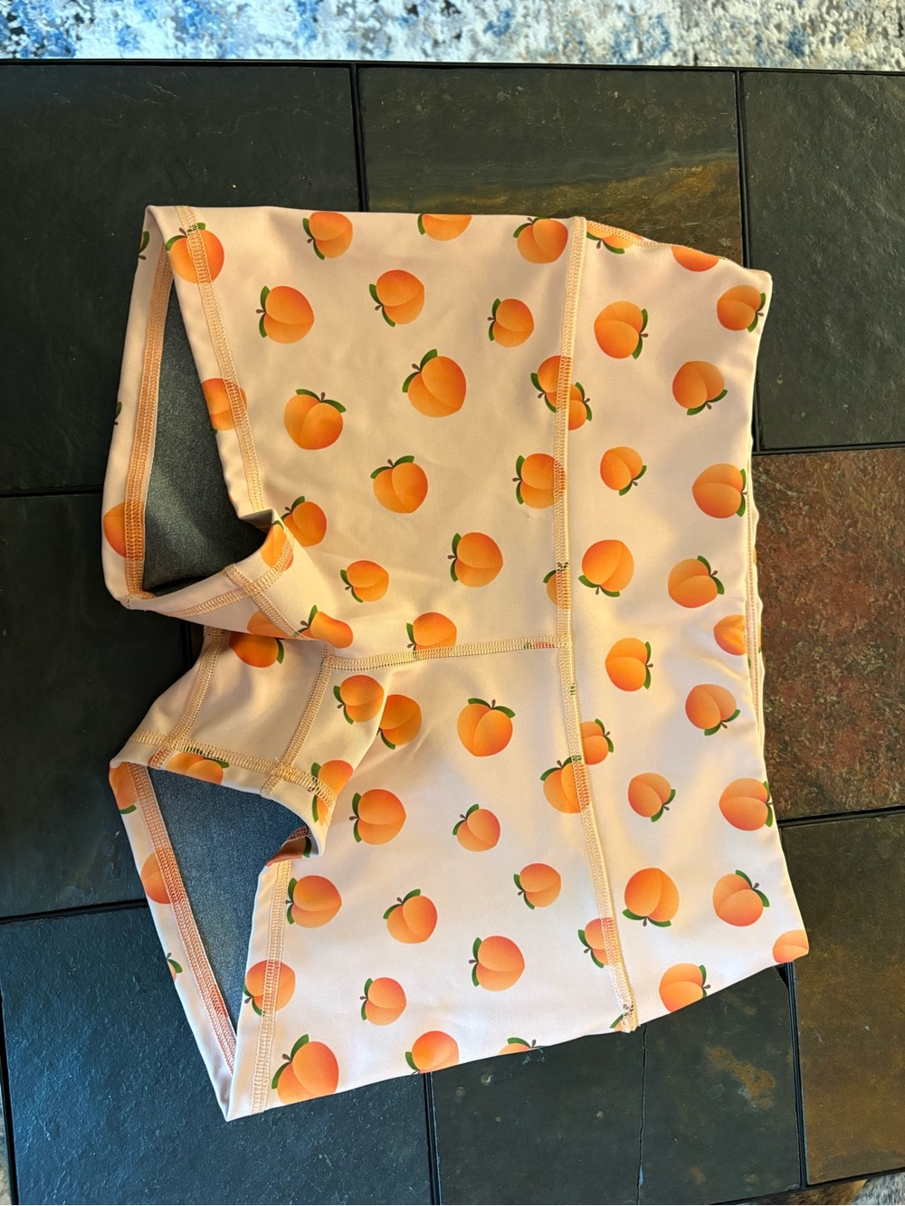 Peach-Print Pink Athletic Shorts - Women's High-Rise Performance Shorts
